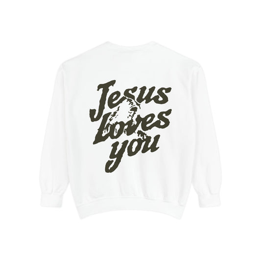 Jesus Loves You Script Unisex Crewneck
